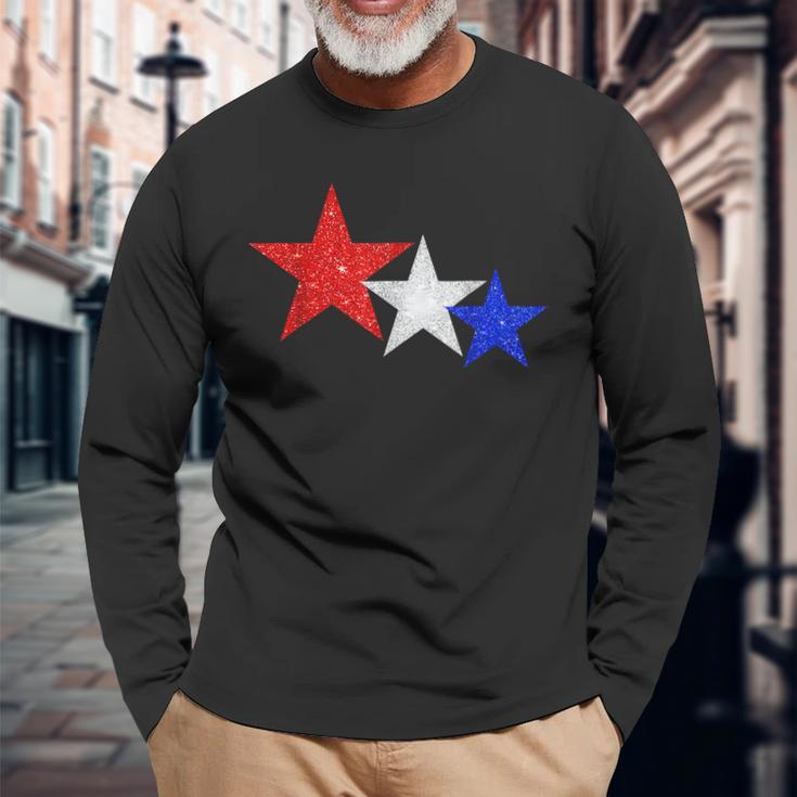 Patriotic Stars Sparkle Red White Blue American 4Th Of July Long Sleeve T-Shirt T-Shirt Gifts for Old Men