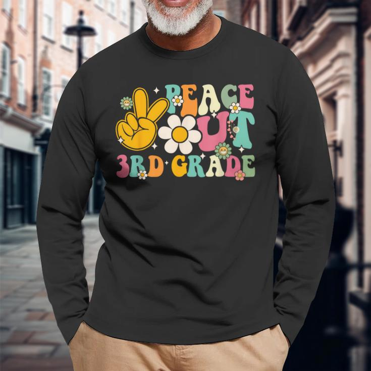 Peace Out 3Rd Grade Graduation Last Day Of School Groovy Long Sleeve T-Shirt T-Shirt Gifts for Old Men