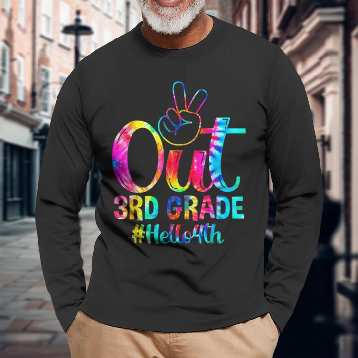 Peace Out 3Rd Grade Hello 4Th Grade Tie Dye Happy First Day Long Sleeve T-Shirt T-Shirt Gifts for Old Men