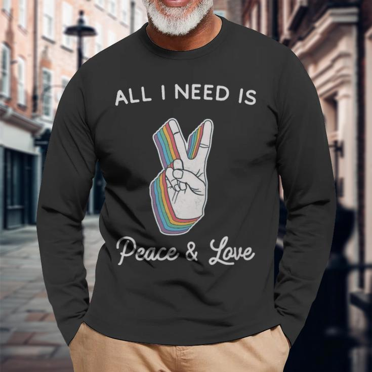 Peace And Love All I Need Is Peace Love Peace And Love All I Need Is Peace Love Long Sleeve T-Shirt Gifts for Old Men