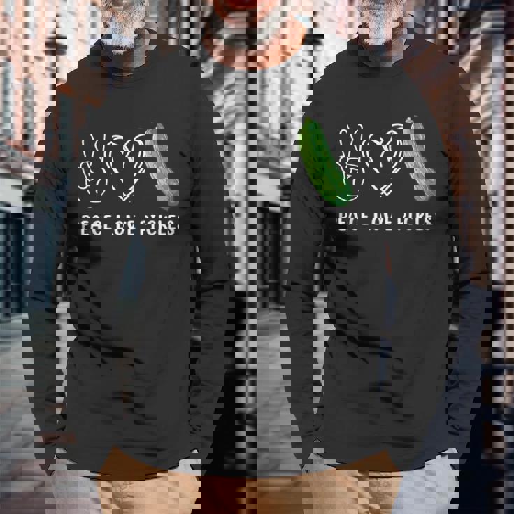 Peace Love Pickles Retro Pickles Lover Food Lover Long Sleeve Gifts for Old Men