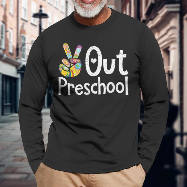 Peace Out Preschool Last Day Of School Preschool Graduate Long Sleeve T-Shirt T-Shirt Gifts for Old Men