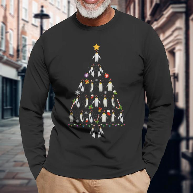 Penguin Christmas Tree Ugly Christmas Sweater Long Sleeve T-Shirt Gifts for Old Men
