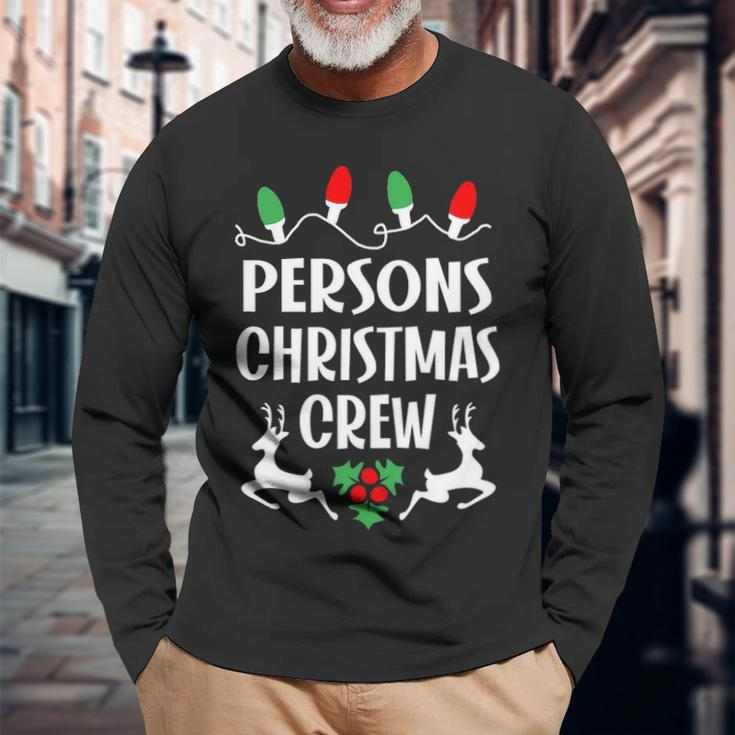 Persons Name Christmas Crew Persons Long Sleeve T-Shirt Gifts for Old Men