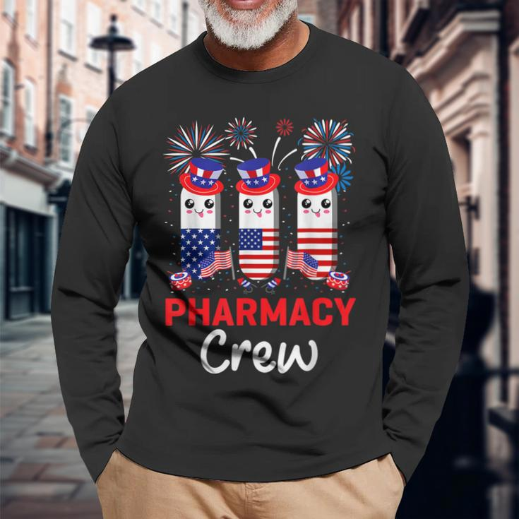 Pharmacy Crew 4Th Of July Cute Pills American Patriotic Long Sleeve T-Shirt Gifts for Old Men