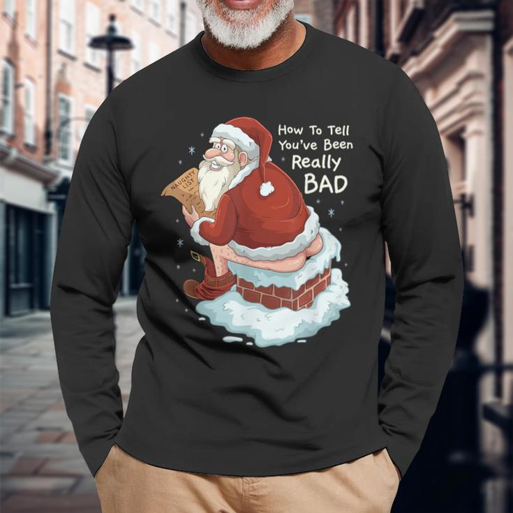 Pooping Santa Really Bad Naughty List Christmas Long Sleeve T-Shirt Gifts for Old Men