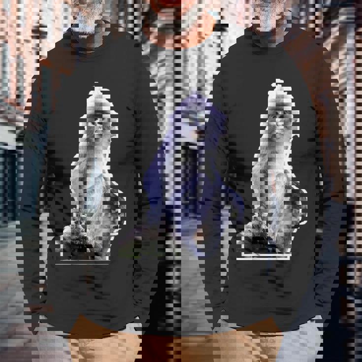 Popa Langur Lovers Long Sleeve T-Shirt Gifts for Old Men