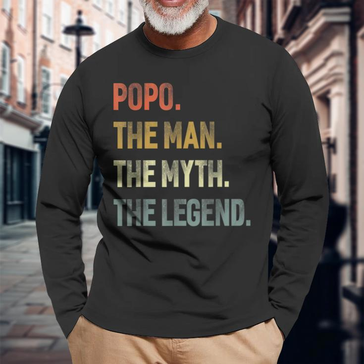 Popo The Man The Myth The Legend Grandpa Father Day Long Sleeve T-Shirt T-Shirt Gifts for Old Men