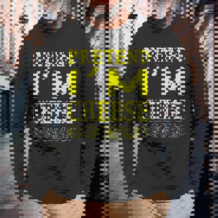 Pretend Im A Cheese Costume Halloween Long Sleeve T-Shirt Gifts for Old Men