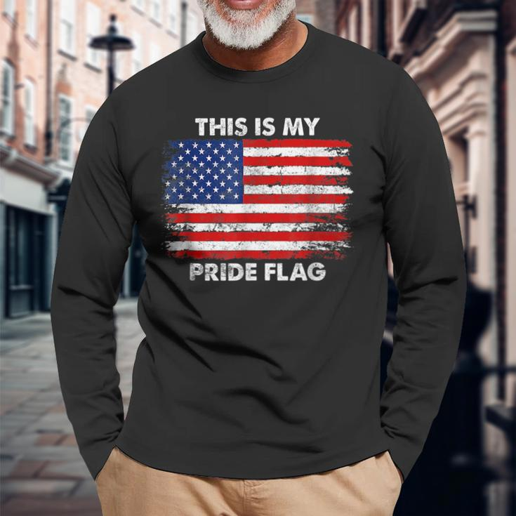 This Is My Pride Flag Usa American 4Th Of July Patriotic Long Sleeve T-Shirt Gifts for Old Men