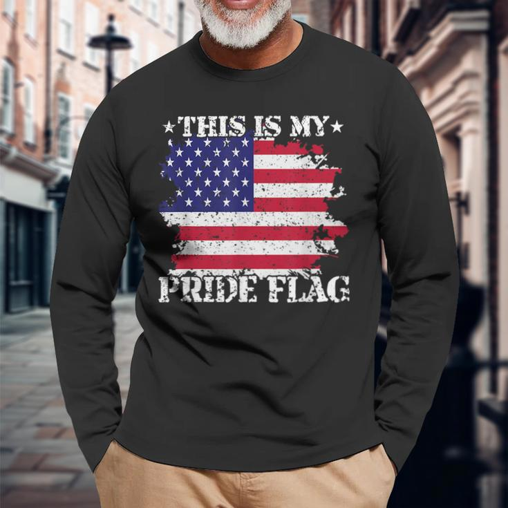 This Is My Pride Flag Usa American 4Th Of July Patriotic Usa Long Sleeve T-Shirt Gifts for Old Men