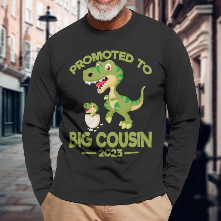 Promoted To Big Cousin Dinosaur Trex Boys Long Sleeve T-Shirt Gifts for Old Men