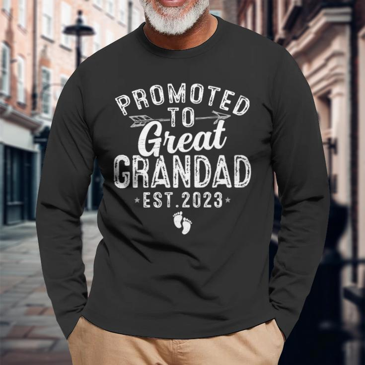 Promoted To Great Grandad Est 2023 Daddy Fathers Day Daddy Long Sleeve T-Shirt Gifts for Old Men