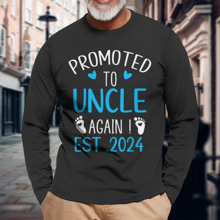 Promoted To Uncle 2024 Again Uncle New Baby Est 2024 For Uncle Long Sleeve T-Shirt T-Shirt Gifts for Old Men