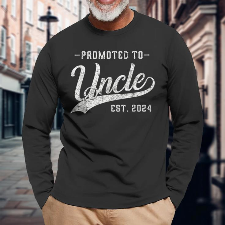 Promoted To Uncle Est 2024 Father's Day To New Dad Long Sleeve Gifts for Old Men