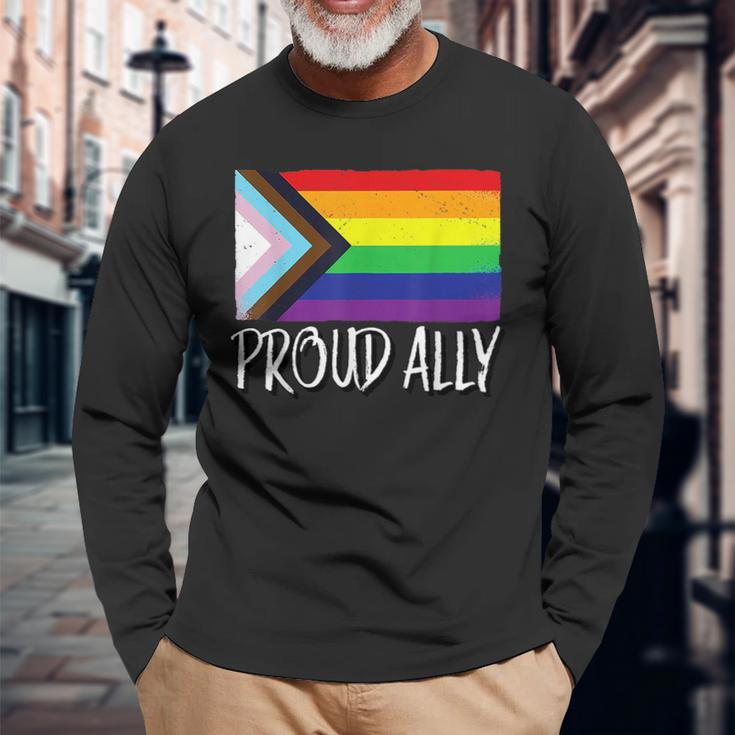 Proud Ally Pride Month Lgbt Transgender Flag Gay Lesbian Long Sleeve T-Shirt T-Shirt Gifts for Old Men
