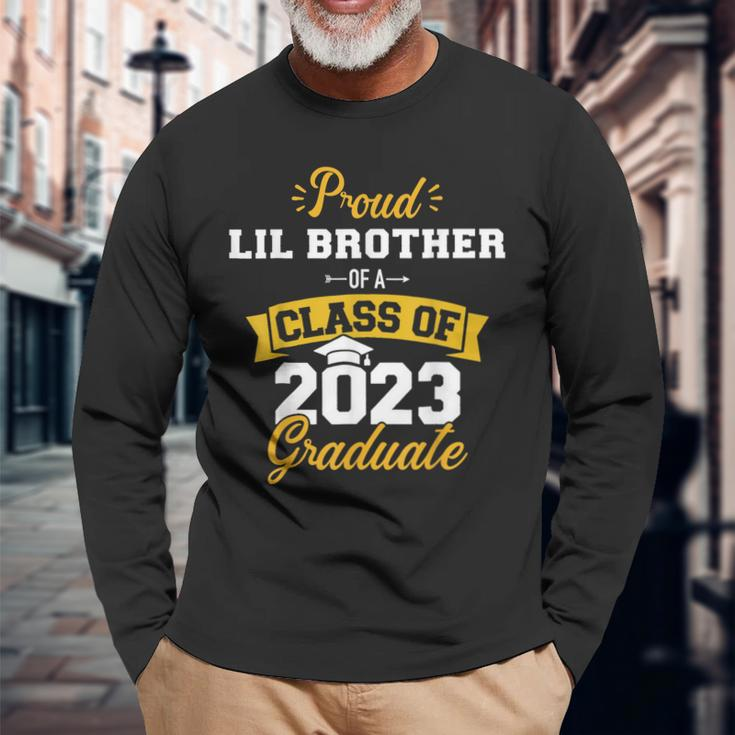 Proud Lil Brother Class Of 2023 Graduate Senior Graduation Long Sleeve T-Shirt Gifts for Old Men