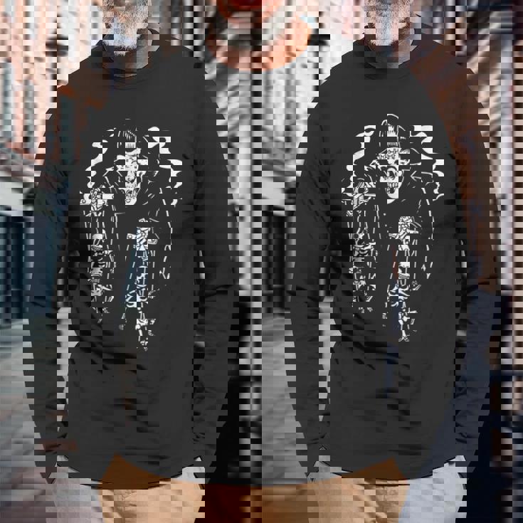 Psychobilly Horror Punk Rock Hr Skeleton Puppets Rock Long Sleeve T-Shirt Gifts for Old Men