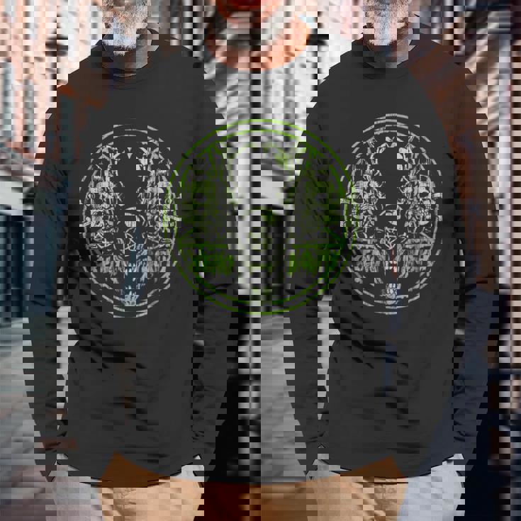 Psychobilly Horror Punk Rock Hr Xenomorph Baphomet Rock Long Sleeve T-Shirt Gifts for Old Men