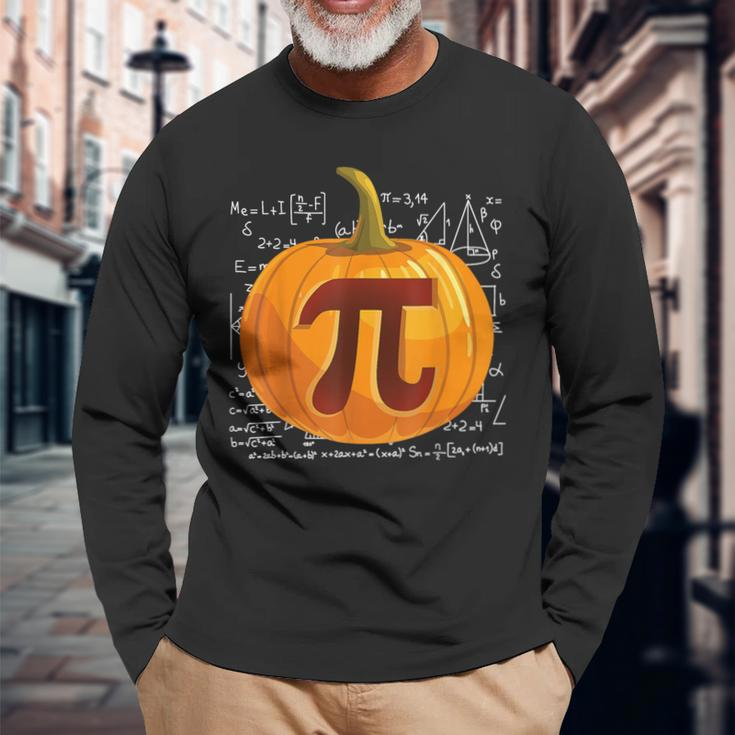 Pumpkin Pie Math Halloween Thanksgiving Pi Day Long Sleeve T-Shirt Gifts for Old Men