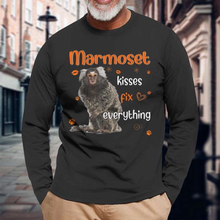 Pygmy Marmoset Kisses Fix Everything Heart Long Sleeve T-Shirt Gifts for Old Men