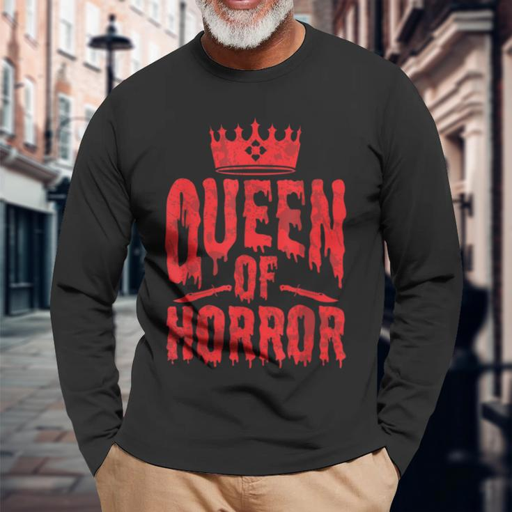 Queen Of Horror For Scary Films Lover Halloween Fans Halloween Long Sleeve T-Shirt Gifts for Old Men