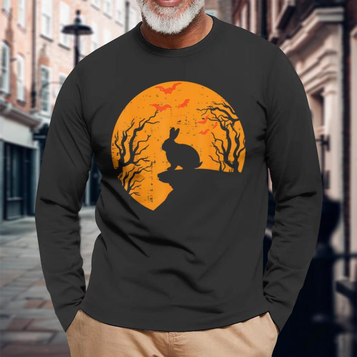 Rabbit Hare Full Moon Vintage Halloween Costume Pet Bunny Long Sleeve T-Shirt Gifts for Old Men