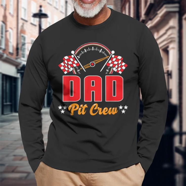 Race Car Birthday Party Matching Family Dad Pit Crew Long Sleeve T-Shirt Gifts for Old Men