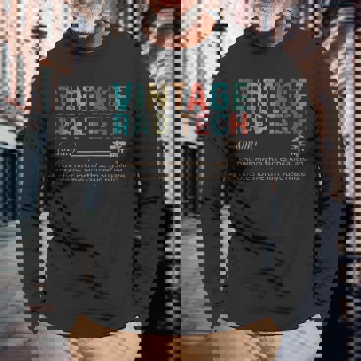 Rad Tech Noun Vintage Retro Style 60S 70S 80S Long Sleeve T-Shirt Gifts for Old Men