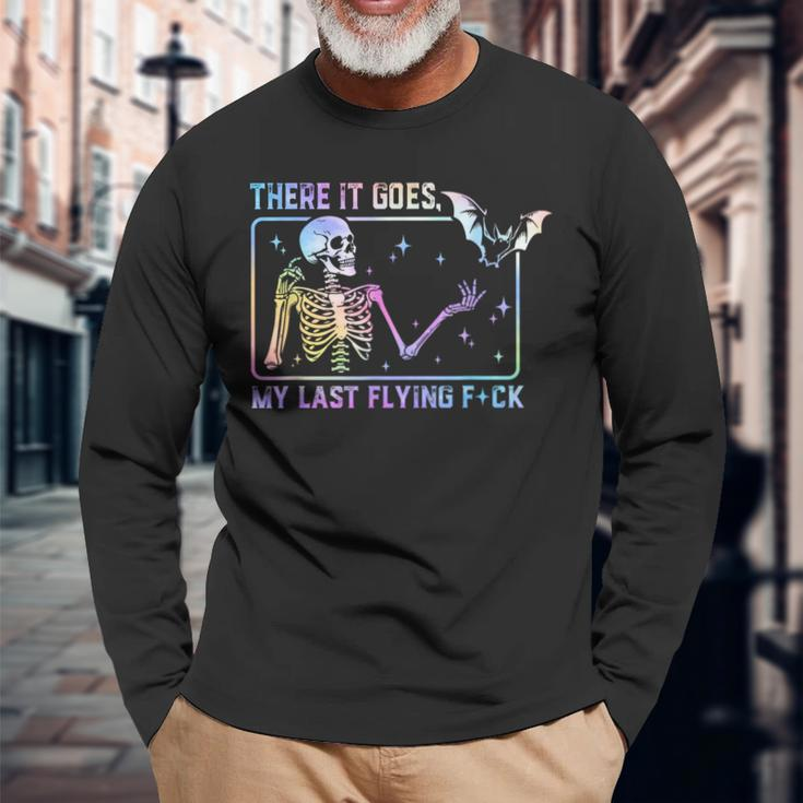There It Goes My Last Flying Fuck Skeleton Tie Dye Long Sleeve T-Shirt Gifts for Old Men