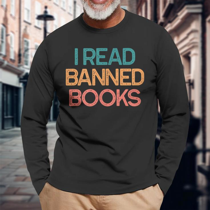 I Read Banned Books Bookworm Long Sleeve T-Shirt Gifts for Old Men
