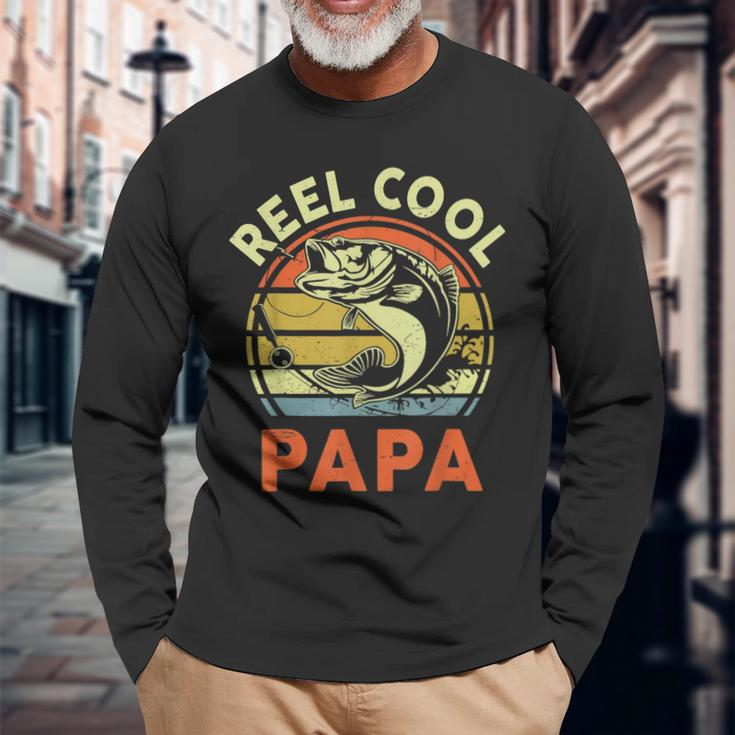 Reel Cool Papa Fishing Dad Fisherman Fathers Day Grandpa Long Sleeve T-Shirt Gifts for Old Men