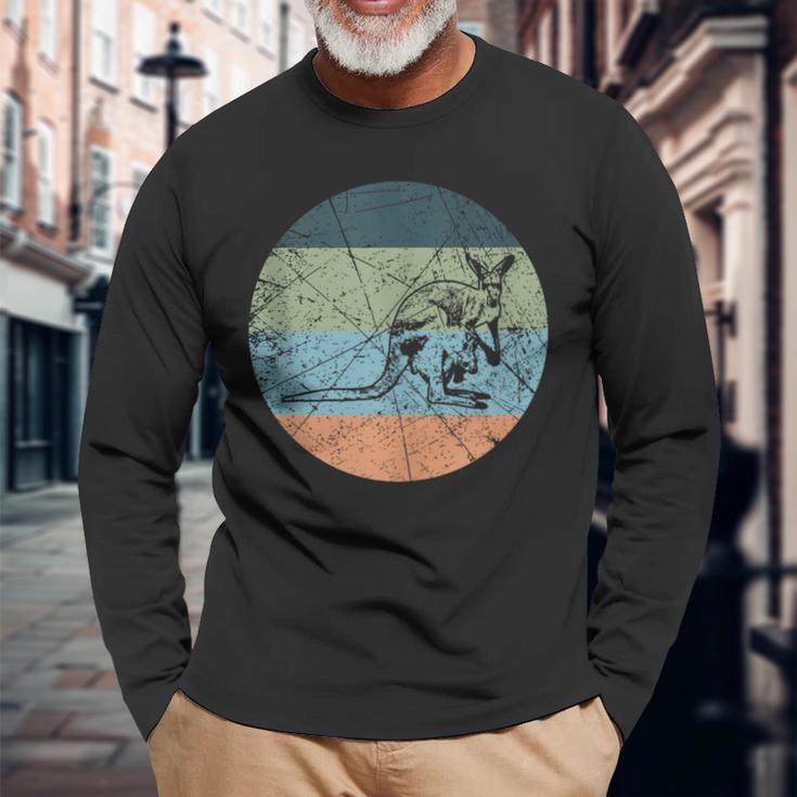 Retro Animal Silhouette Lover Vintage Kangaroo Long Sleeve T-Shirt T-Shirt Gifts for Old Men