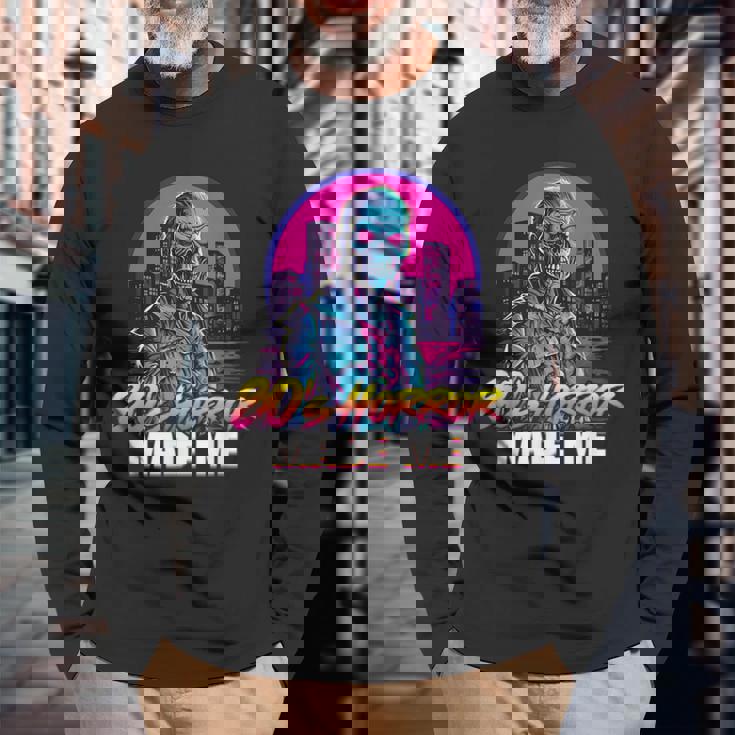 Retro Zombie Vintage Undead 80S Horror Movies Made Me 80S Long Sleeve T-Shirt Gifts for Old Men