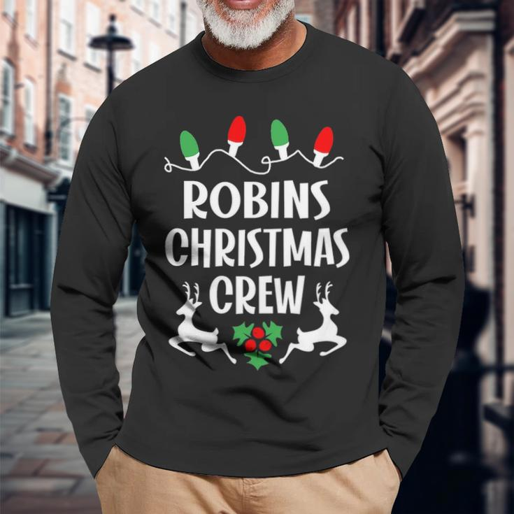 Robins Name Christmas Crew Robins Long Sleeve T-Shirt Gifts for Old Men