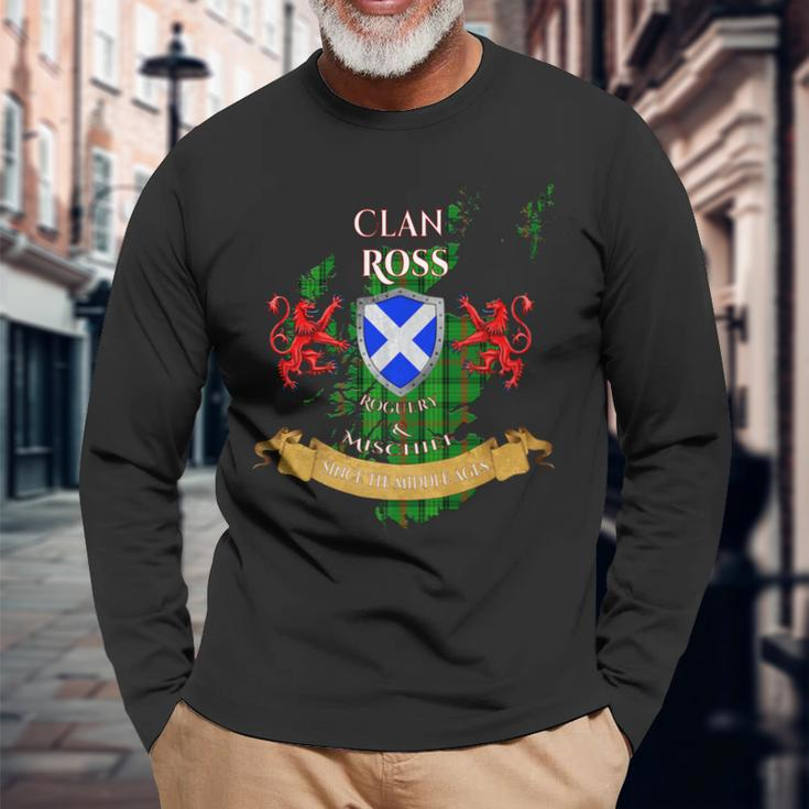 Ross Scottish Clan Middle Ages Mischief Long Sleeve T-Shirt Gifts for Old Men