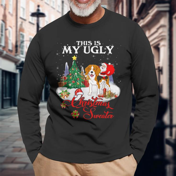 Santa Riding Beagle This Is My Ugly Christmas Sweater Long Sleeve T-Shirt Gifts for Old Men