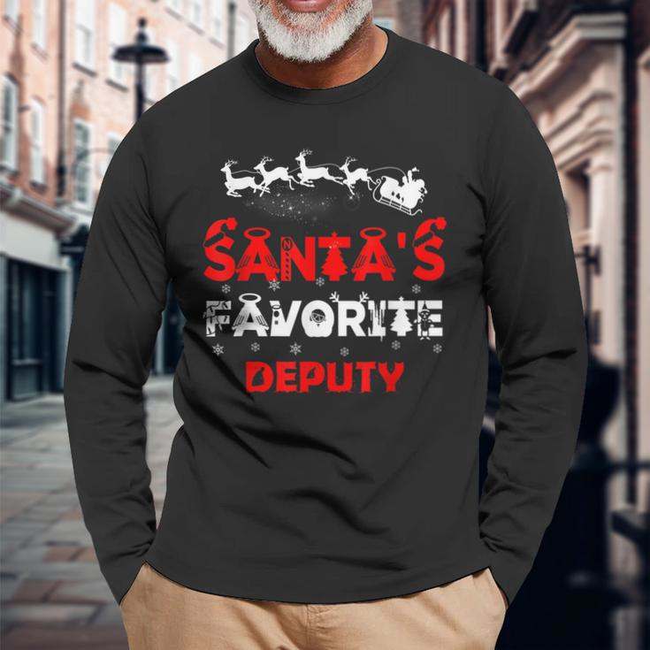 Santas Favorite Deputy Job Xmas Long Sleeve T-Shirt Gifts for Old Men