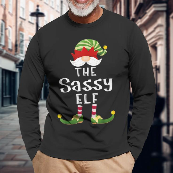 Sassy Elf Group Christmas Pajama Party Long Sleeve T-Shirt Gifts for Old Men