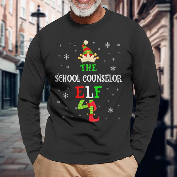 The School Counselor Elf Christmas Elf Matching Family Group Long Sleeve T-Shirt Gifts for Old Men