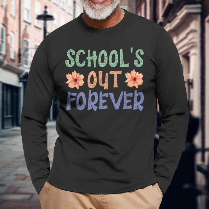 Schools Out Forever Retro Last Day Of School Long Sleeve T-Shirt T-Shirt Gifts for Old Men