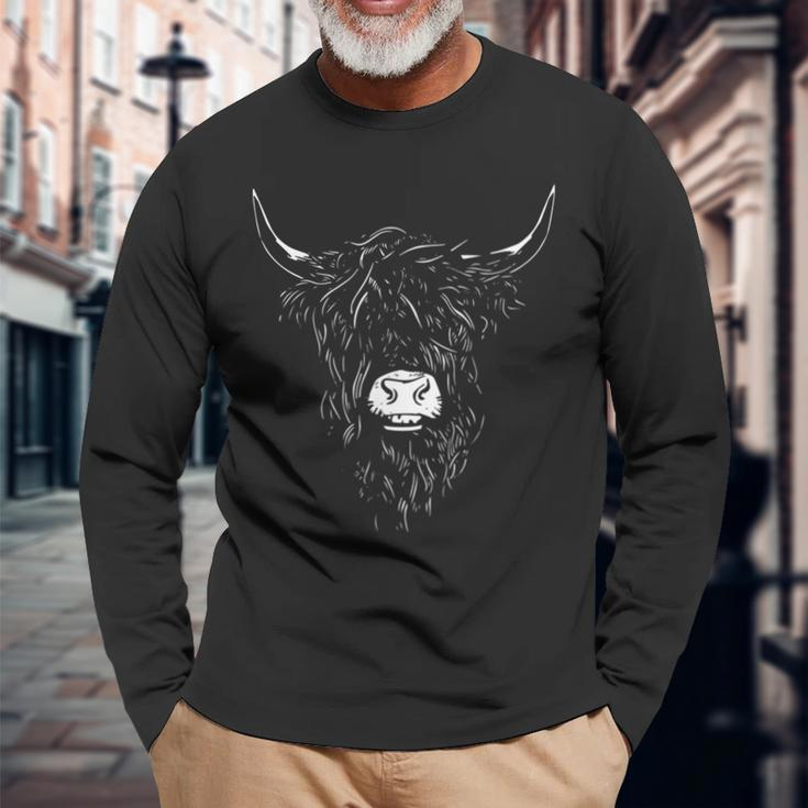 Scottish Highland Cattle Hairy Cow Breeders Farmer Farm Long Sleeve T-Shirt Gifts for Old Men