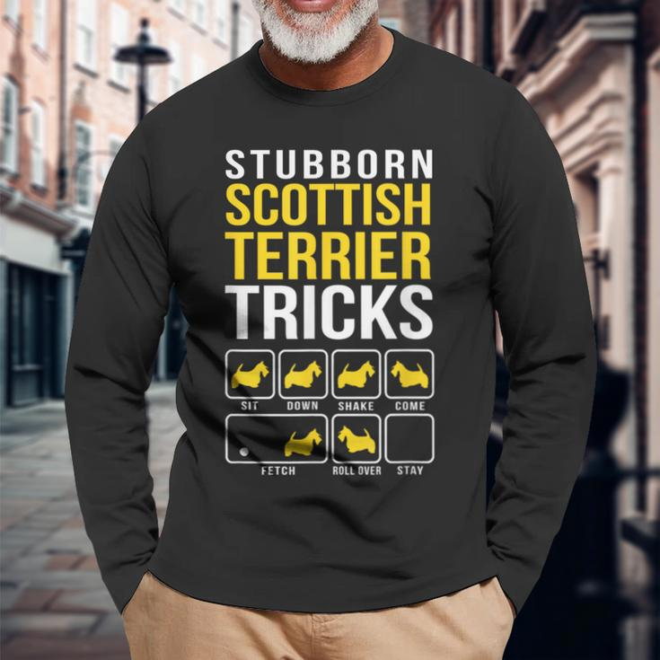 Scottish Terrier Stubborn Tricks Long Sleeve T-Shirt Gifts for Old Men