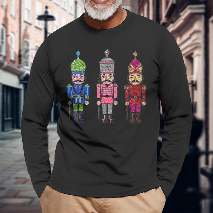 Sequin Nutcracker Matching Family Christmas Pajamas Long Sleeve T-Shirt Gifts for Old Men