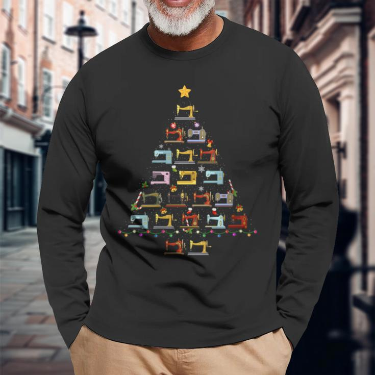 Sewing Machine Christmas Tree Ugly Christmas Sweater Long Sleeve T-Shirt Gifts for Old Men