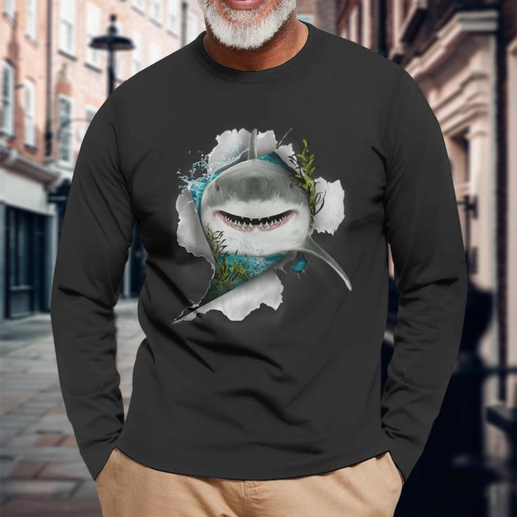 Shark Great White Shark Deep Sea Fishing Shark Long Sleeve T-Shirt T-Shirt Gifts for Old Men