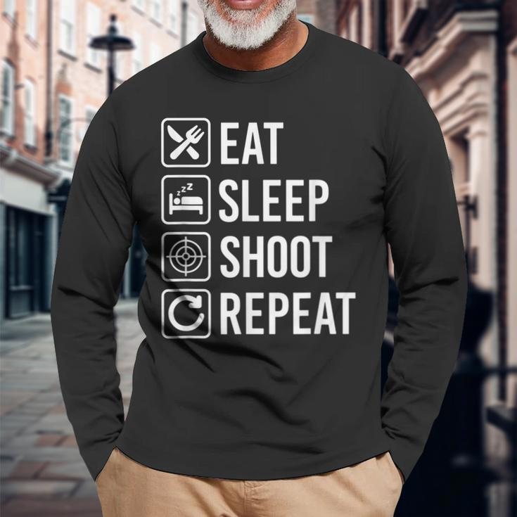 Shoot Eat Sleep Repeat Marksmanship Long Sleeve T-Shirt Gifts for Old Men