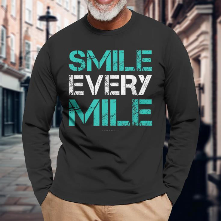 Smile Every Mile Running Runner Long Sleeve T-Shirt Gifts for Old Men