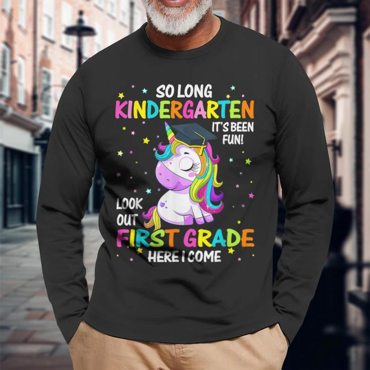 So Long Kindergarten 1St Grade Come Unicorn Graduation Girls Long Sleeve T-Shirt Gifts for Old Men