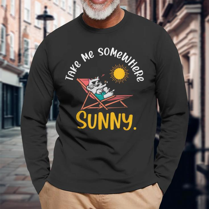 Take Me Somewhere Beach Sunny Vacation Summer Travel Sunset Long Sleeve T-Shirt Gifts for Old Men